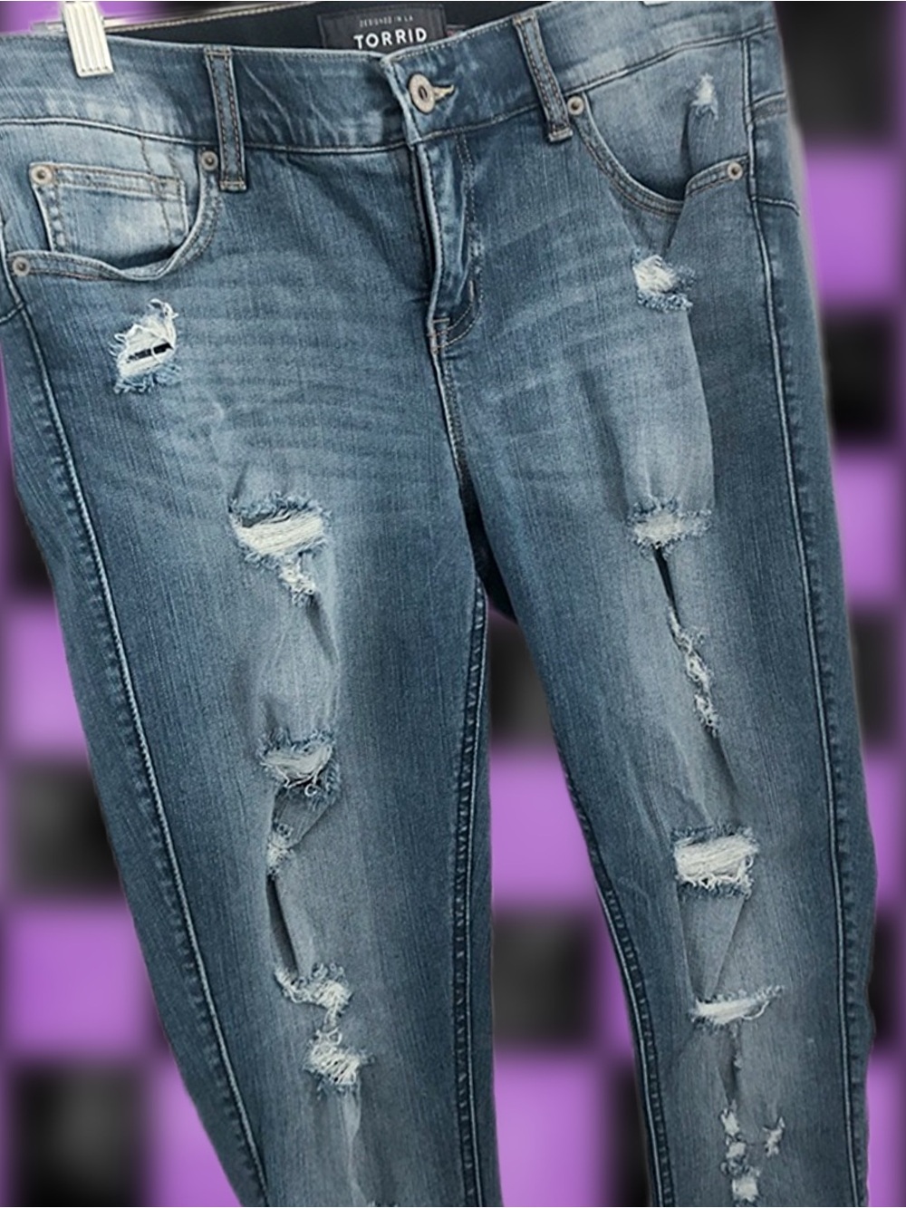 Torrid Premium Bombshell Skinny Distressed Stretch Jeans 12 R NWOT